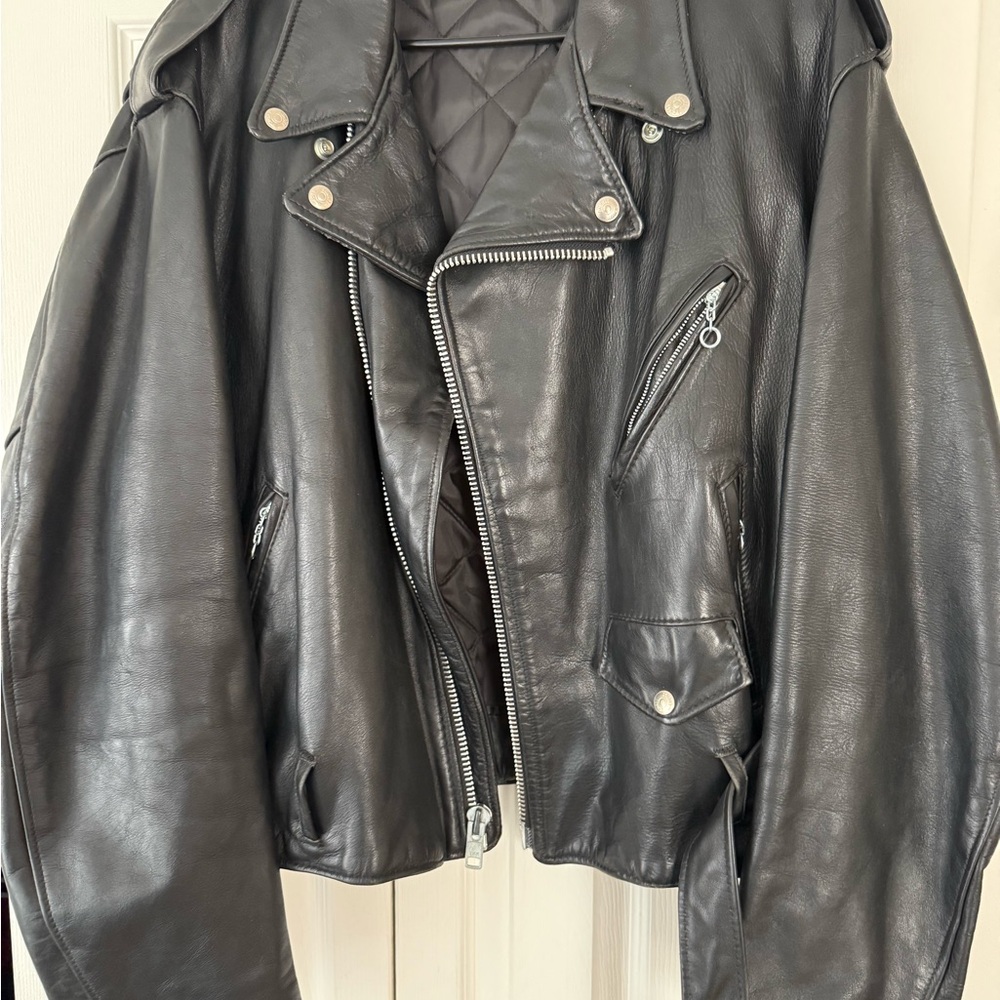 Black Leather Biker Jacket  ( Alan Bilzerian )  Great jacket. Heavy. 1980”S